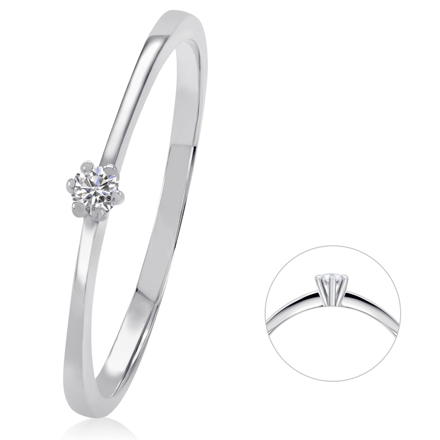 0,03 ct Diamant Brillant Ring aus 585 Weißgold