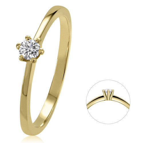 0,08 ct Diamant Brillant Ring aus 585 Gelbgold