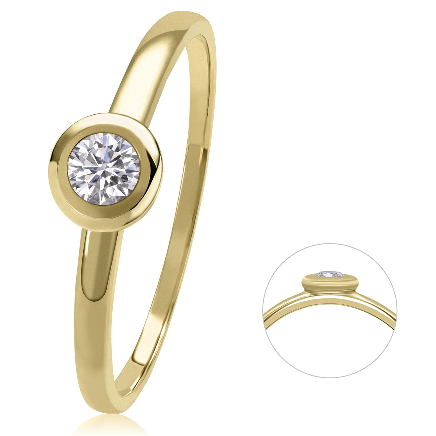 0,10 ct Diamant Brillant Ring aus 585 Gelbgold