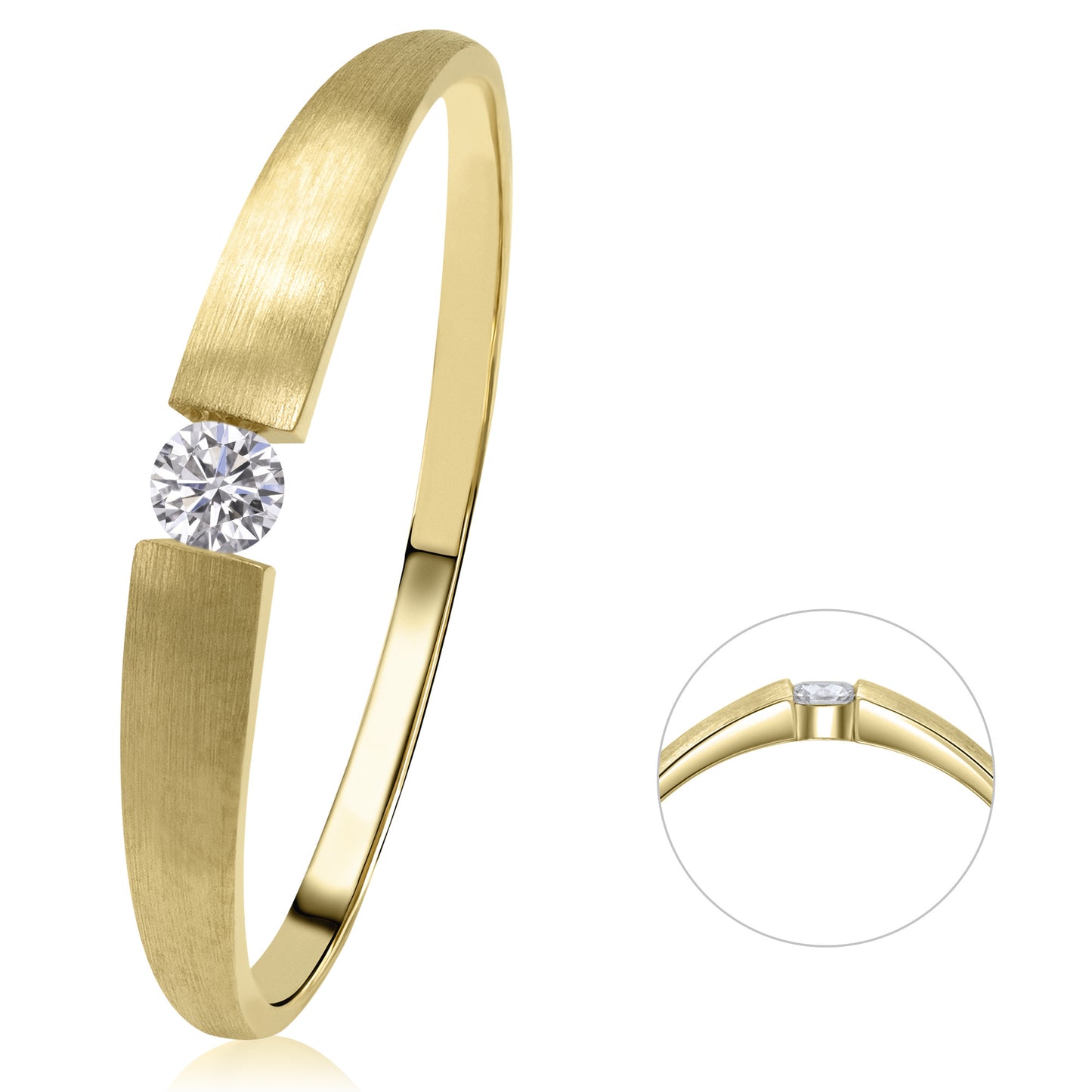 0,03 ct Diamant Brillant Ring aus 585 Gelbgold