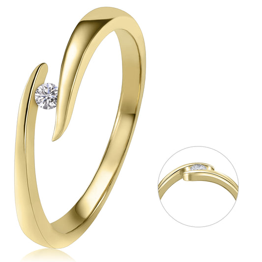 0,05 ct  Diamant Brillant Spannfassung Ring aus 585 Gelbgold