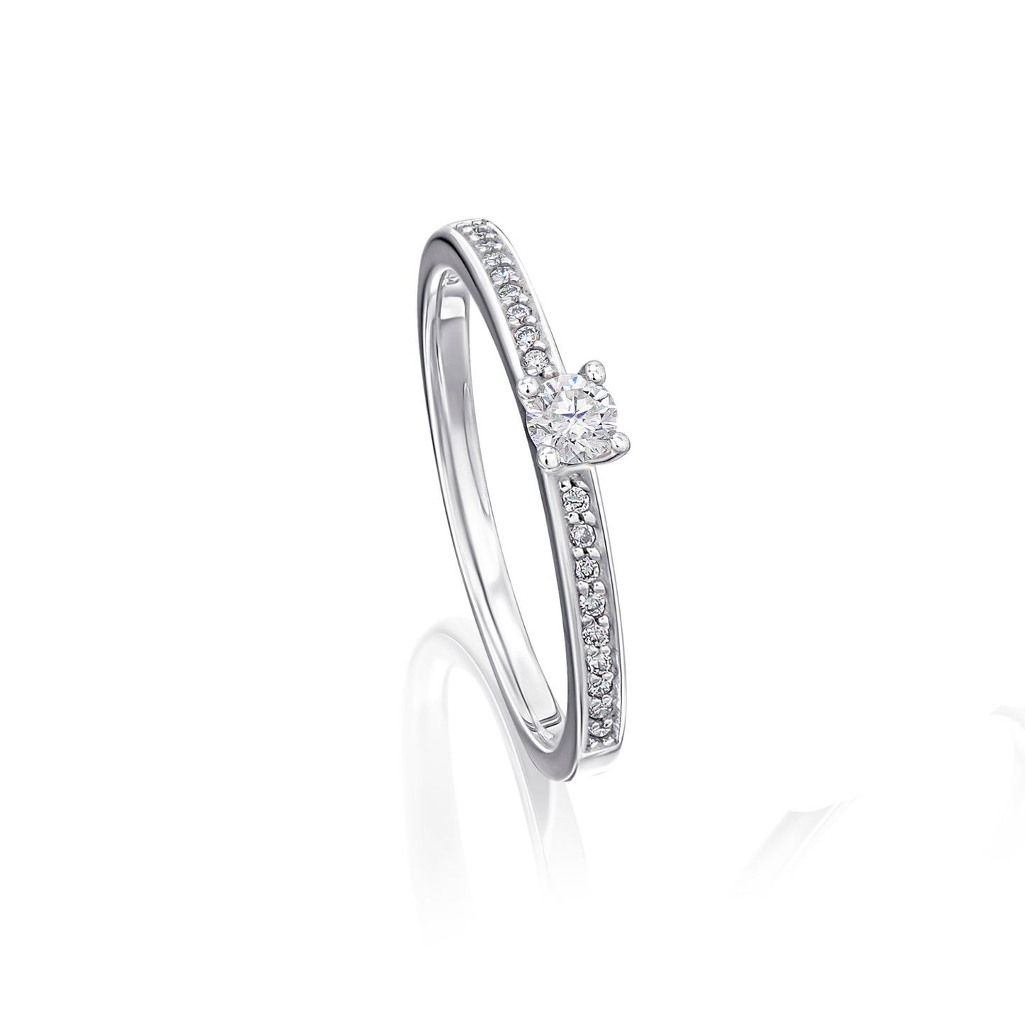 0,20 ct Diamant Brillant Memoire mit Center Ring aus 585 Weißgold