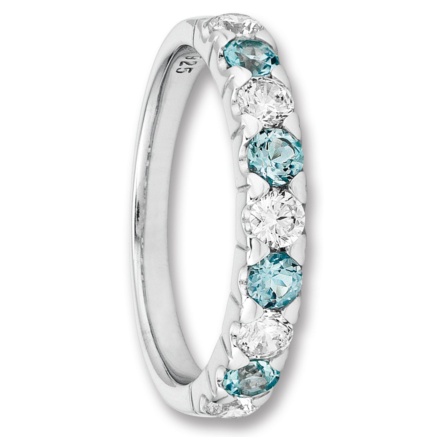 One Element Zirkonia & Blau Topas Ring aus 925 Silber