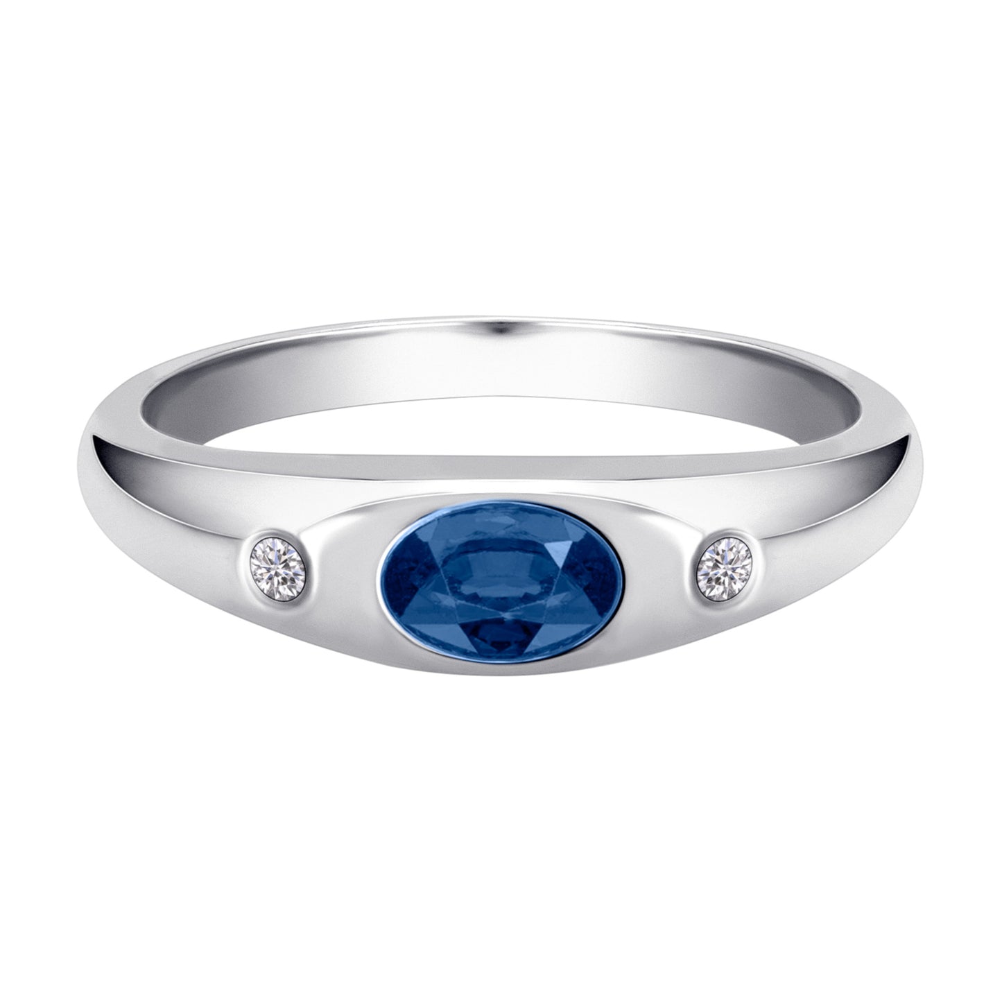 0,03 ct Diamant Brillant Safir Ring aus 585 Weißgold
