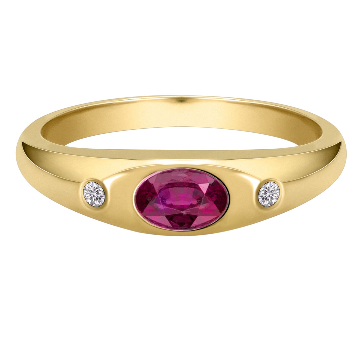 0,03 ct  Diamant Brillant Rubin Ring aus 585 Gelbgold
