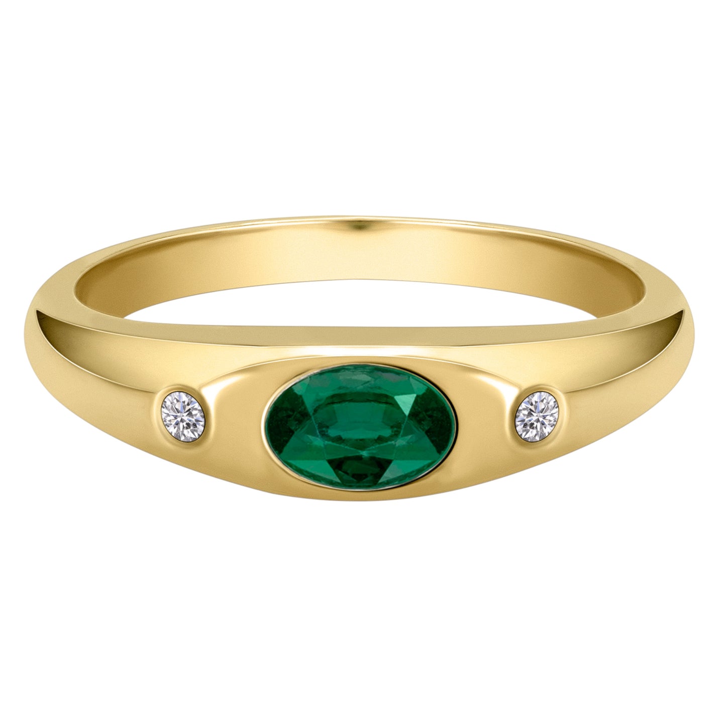 0,03 ct Diamant Brillant Smaragd Ring aus 585 Gelbgold