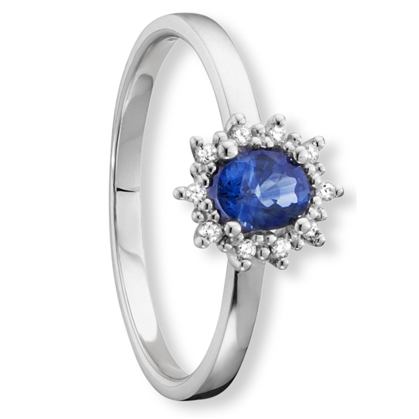 0.05 ct Diamant Brillant Safir Ring aus 585 Weißgold
