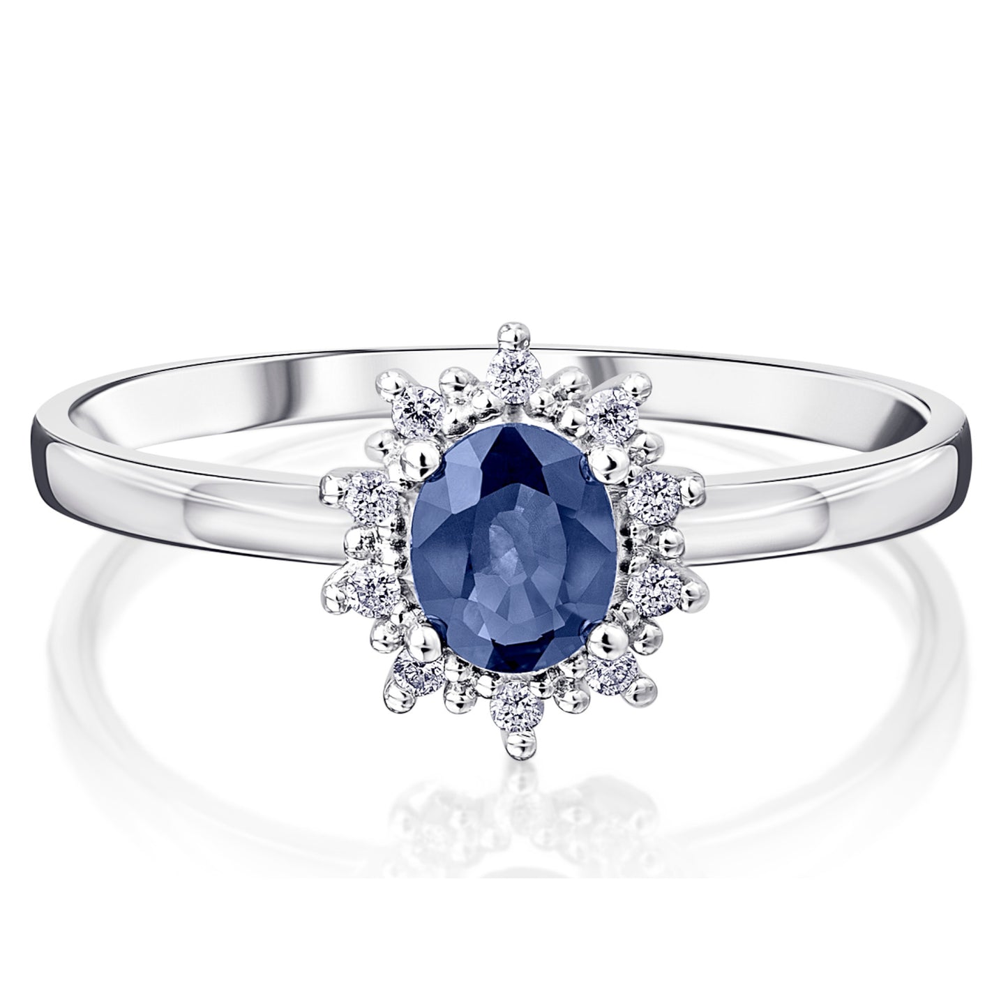 One Element 0.05 ct Brillant Diamant Safir Ring aus 585 Weißgold