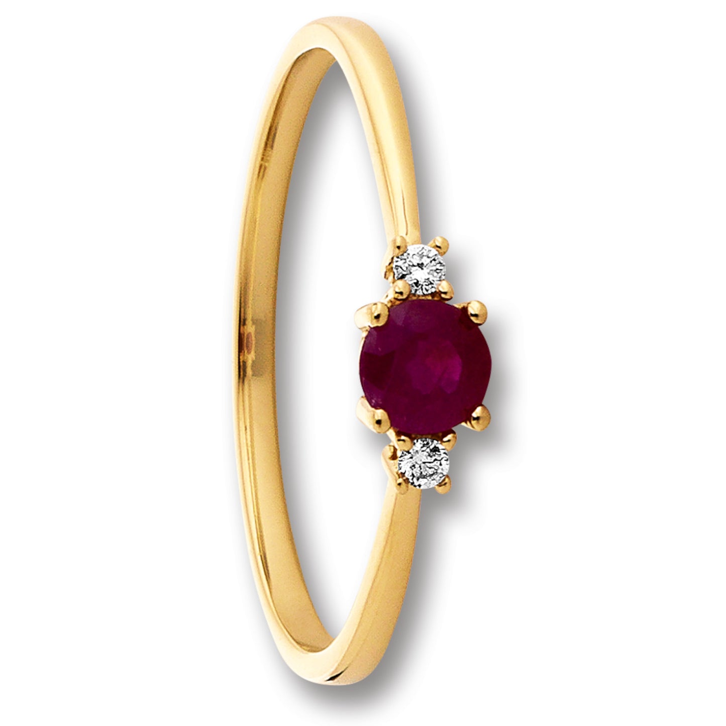 One Element 0.03 ct Brillant Diamant Rubin Ring aus 585 Gelbgold