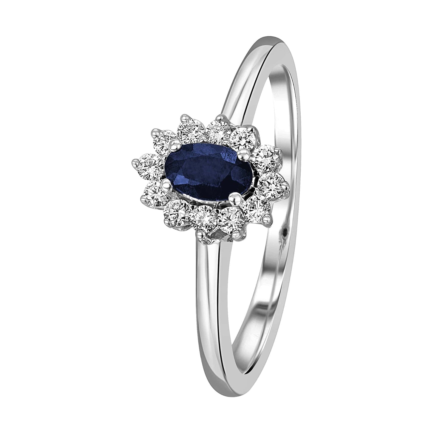 One Element 0,15 ct Brillant Diamant Safir Ring aus 585 Weißgold