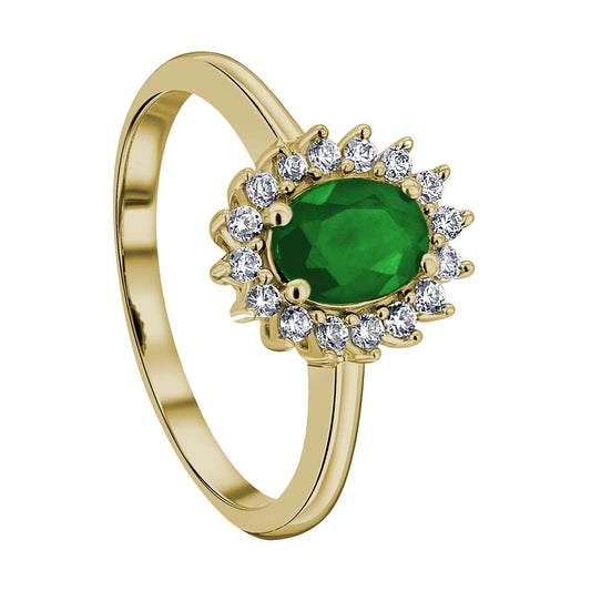 One Element 0,25 ct Brillant Diamant Smaragd Ring aus 585 Gelbgold