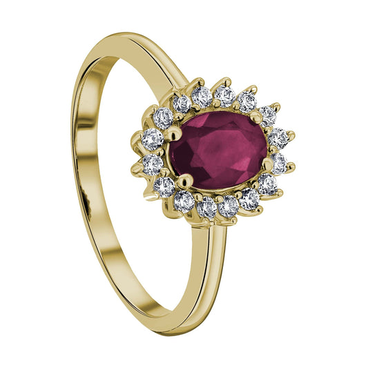 One Element 0,25 ct Brillant Diamant Rubin Ring aus 585 Gelbgold