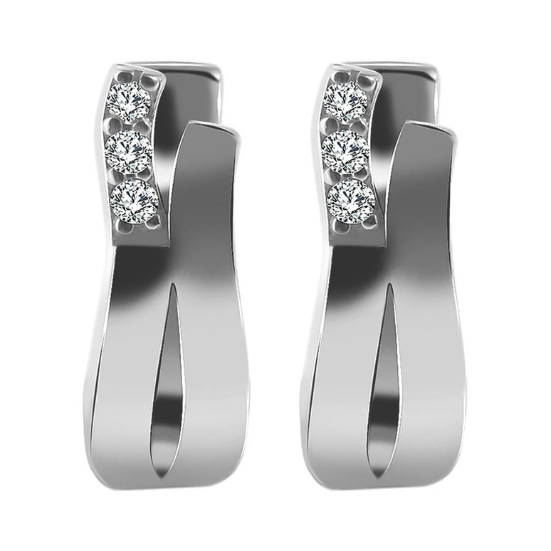 Damen Ohrringe – Klappcreole aus 925 Silber mit Zirkonia