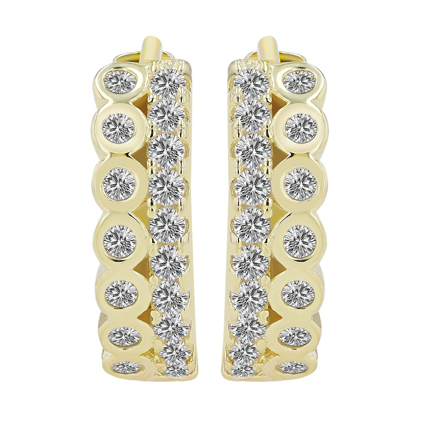 Damen Ohrringe – Klappcreole aus 925 Silber mit Zirkonia