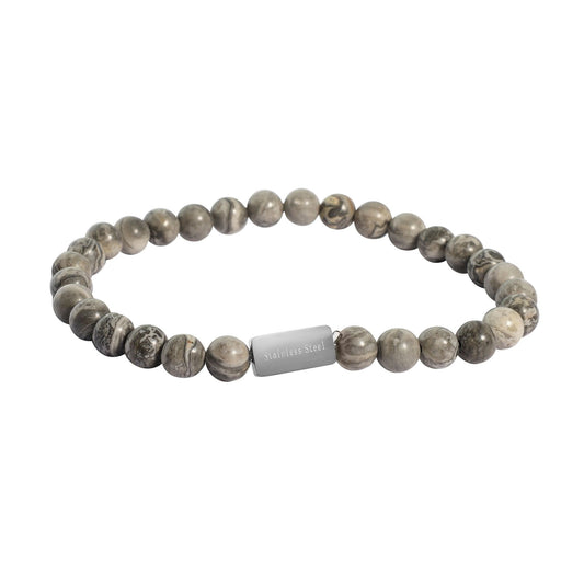 Herren Armband – Kugelarmband aus Edelstahl mit Jaspis 21 cm