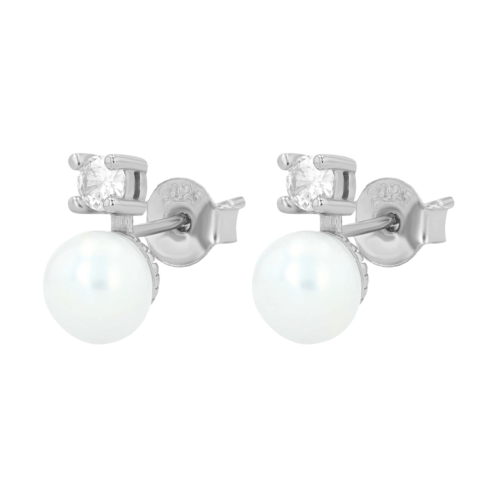 Damen Ohrringe – Ohrstecker aus 925 Silber mit Süßwasserperle