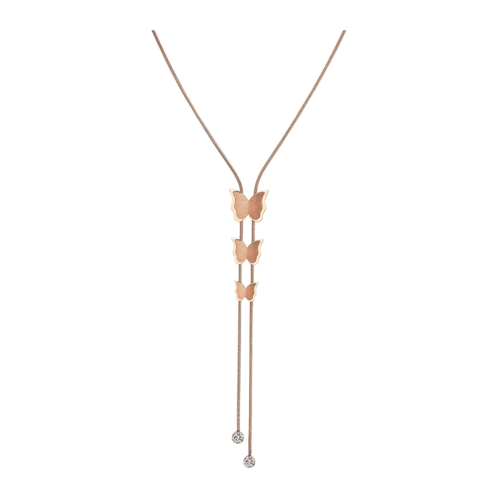Damen Halskette – Schlangenkette aus Edelstahl mit Strass Steinchen 60 cm