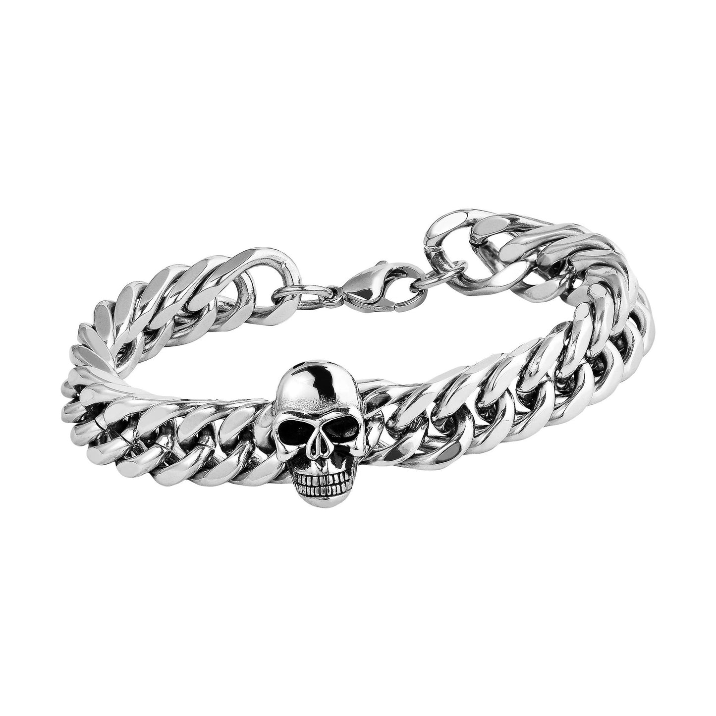 Unisex Armband – Panzerarmband Totenkopf aus Edelstahl 24 cm