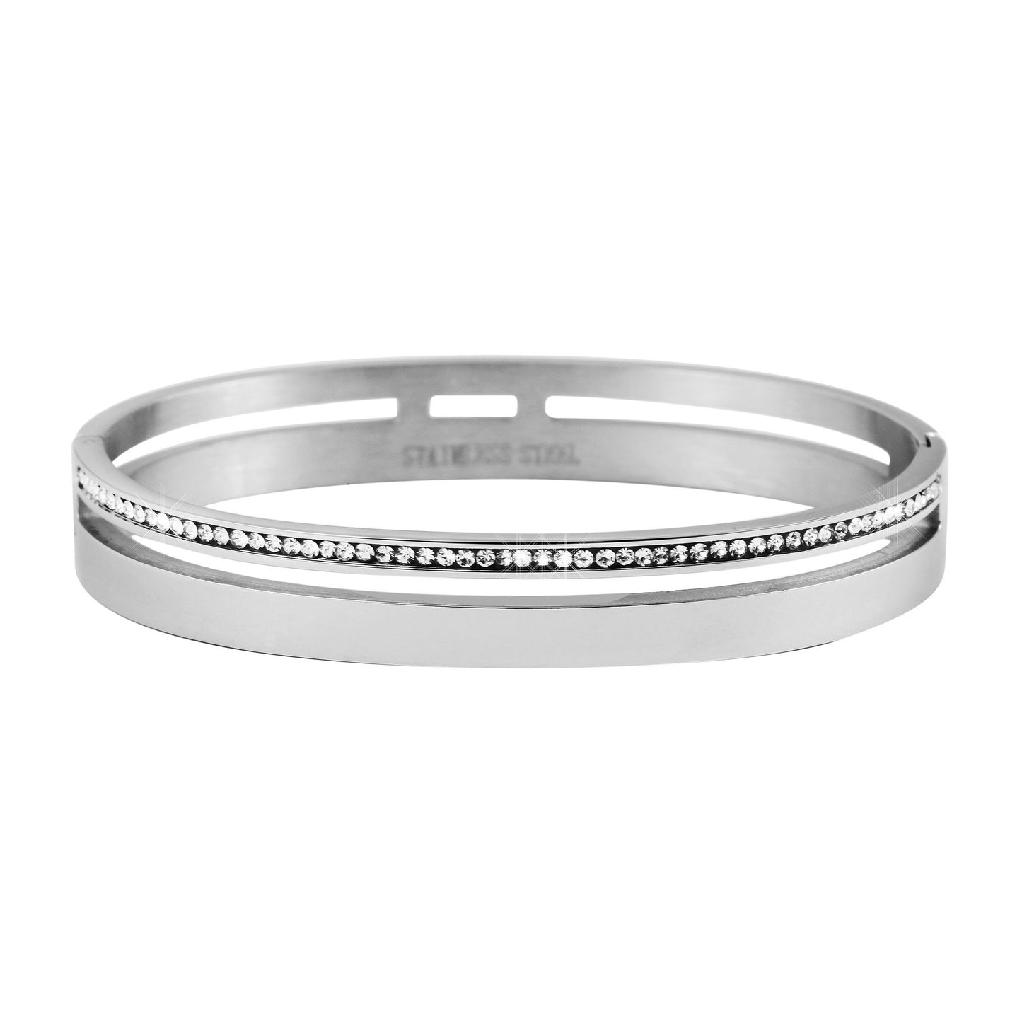 Damen Armband – Armreif aus Edelstahl mit Strass Steinchen Ø 6,2 cm cm