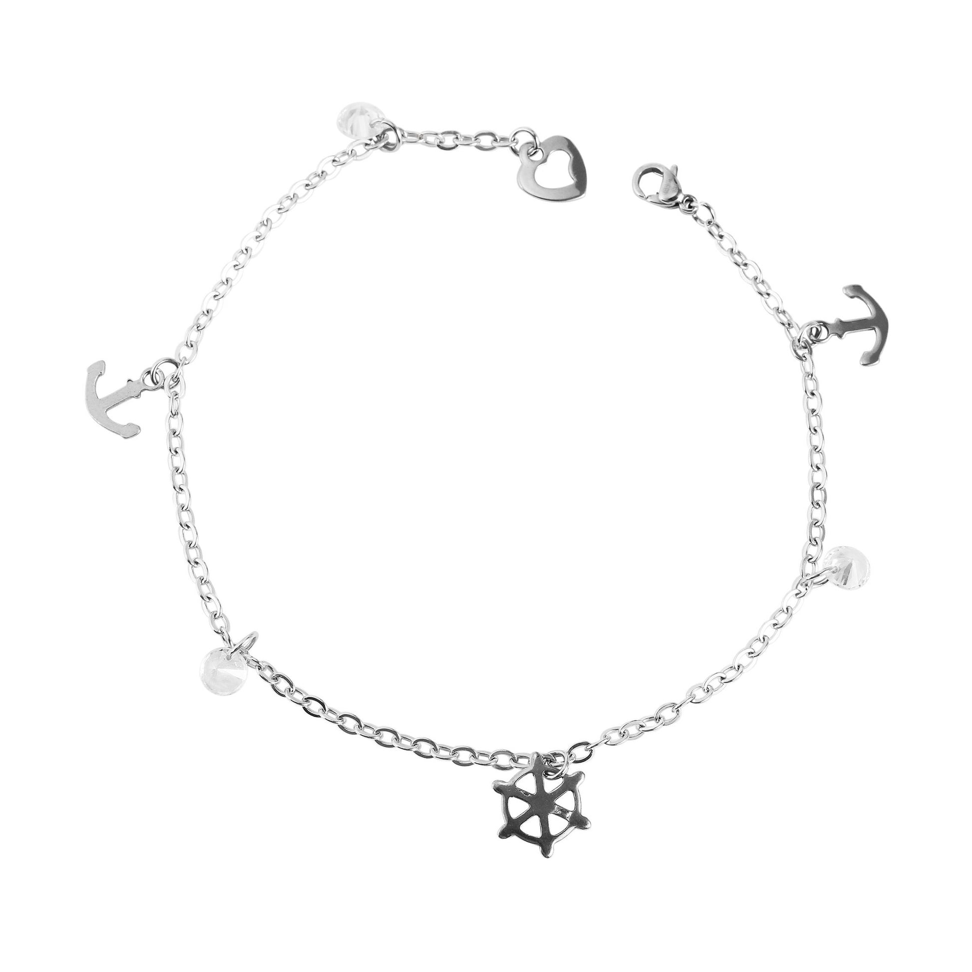 Damen Armband aus Edelstahl mit Strass Steinchen 25 cm