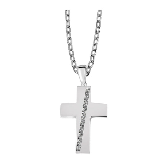 Damen Anhänger – Kreuz Kreuzanhänger aus 925 Silber mit Zirkonia