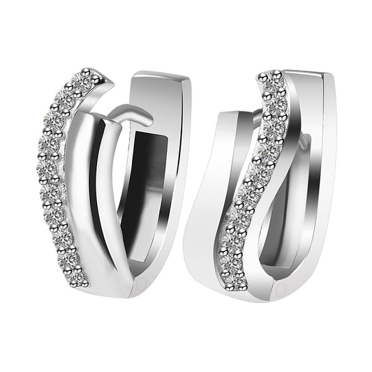 Damen Ohrringe – Klappcreole aus 925 Silber mit Zirkonia