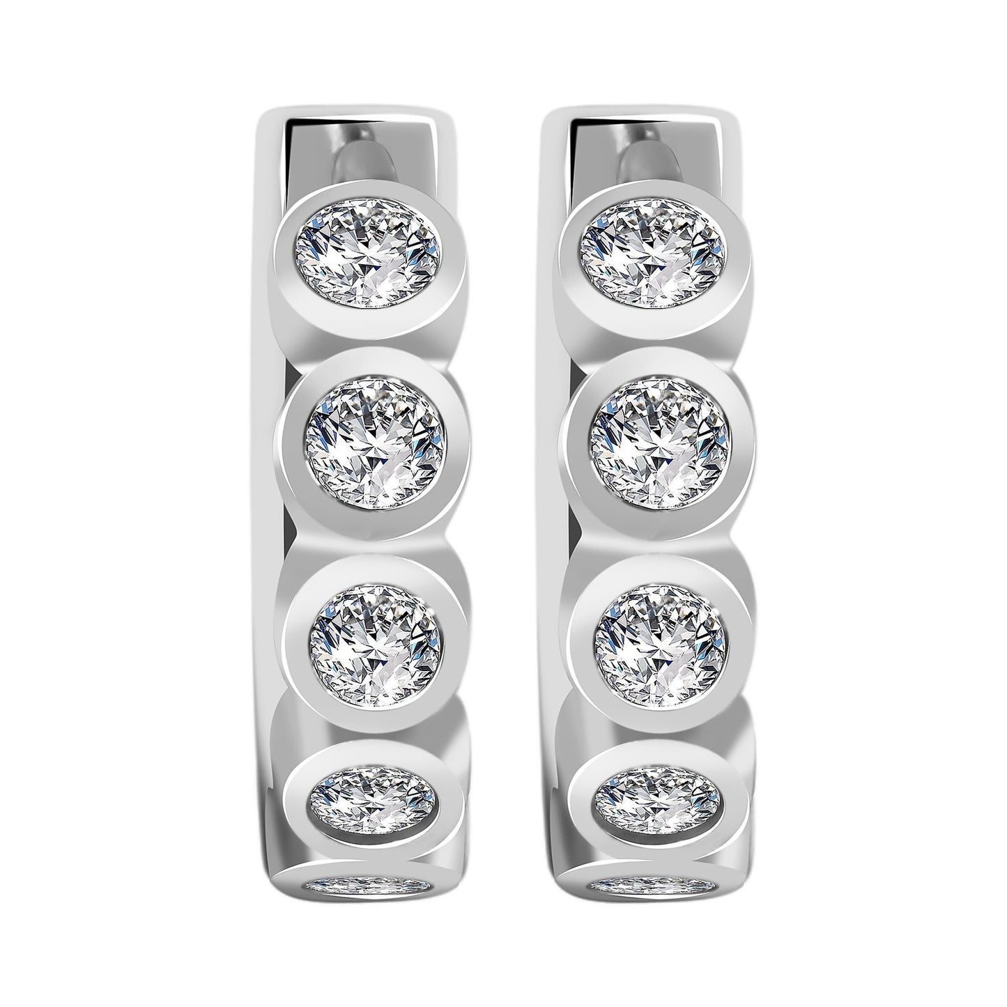 Damen Ohrringe – Klappcreole aus 925 Silber mit Zirkonia