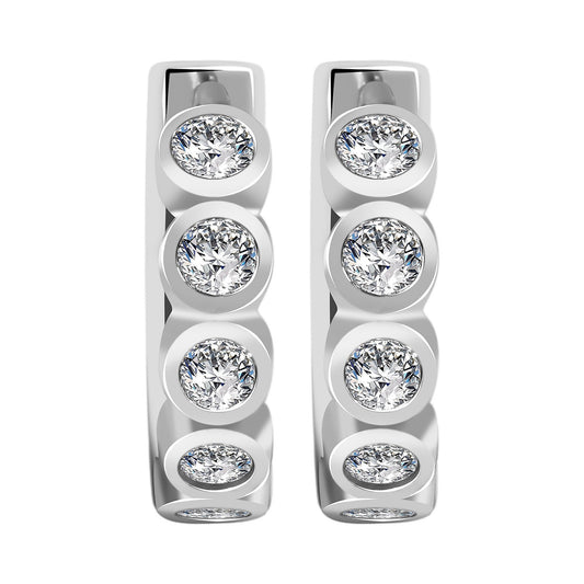 Damen Ohrringe – Klappcreole aus 925 Silber mit Zirkonia