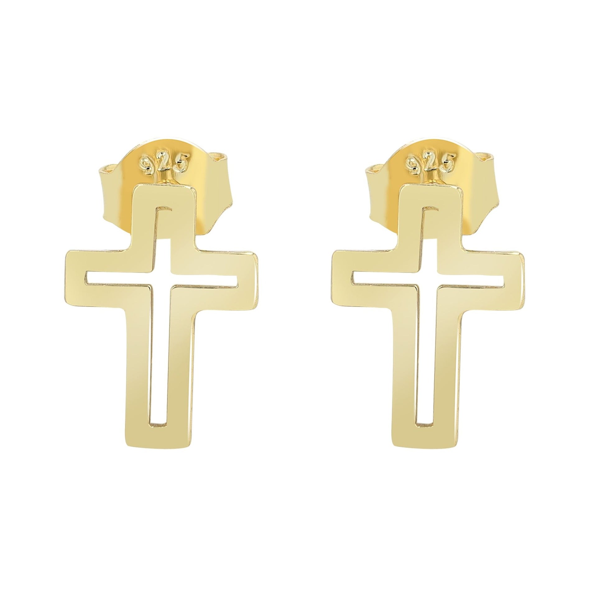 Damen Ohrringe – Ohrstecker Kreuz aus 925 Silber