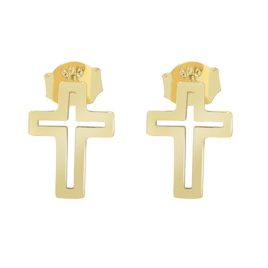 Damen Ohrringe – Ohrstecker Kreuz aus 925 Silber