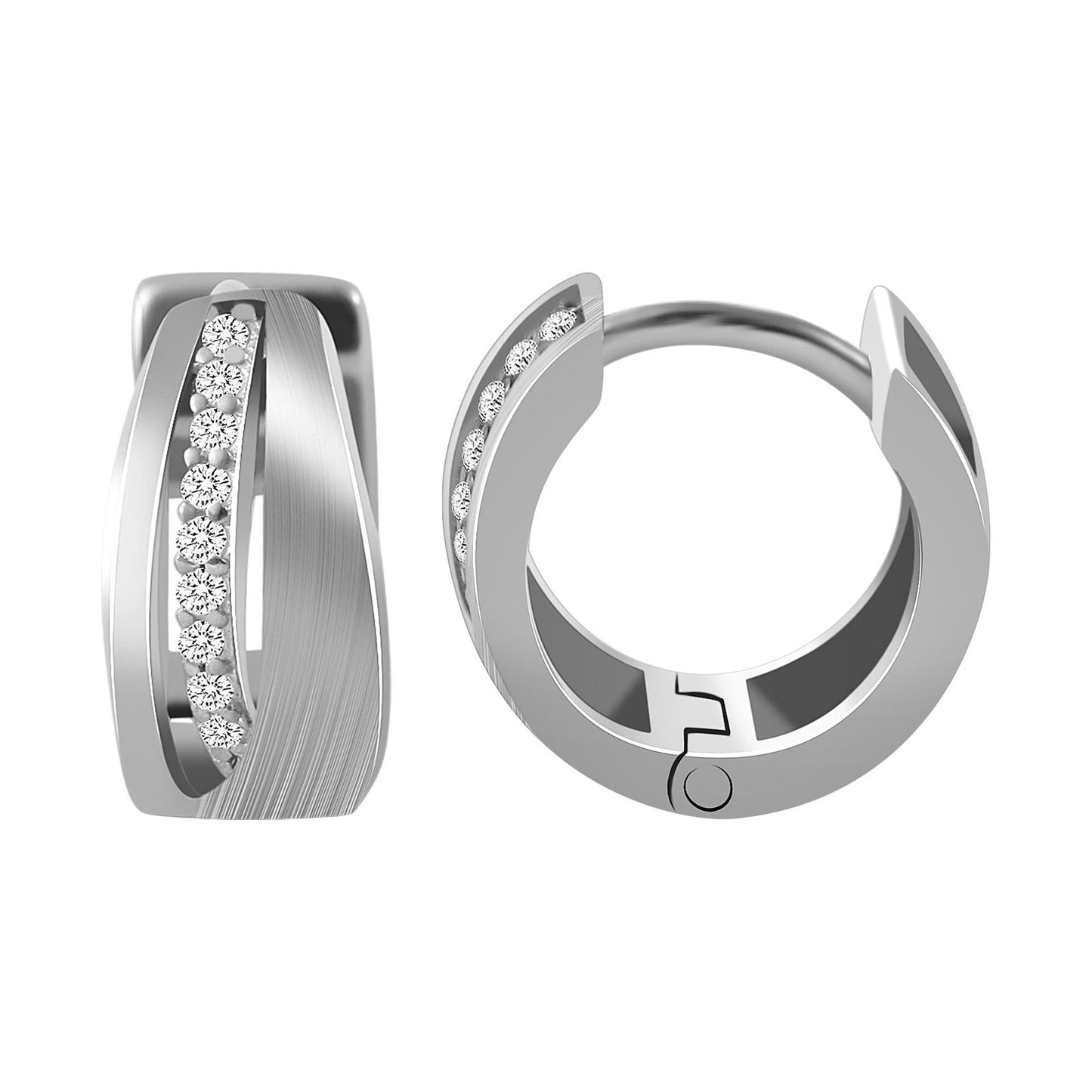 Damen Ohrringe – Klappcreole aus 925 Silber mit Zirkonia