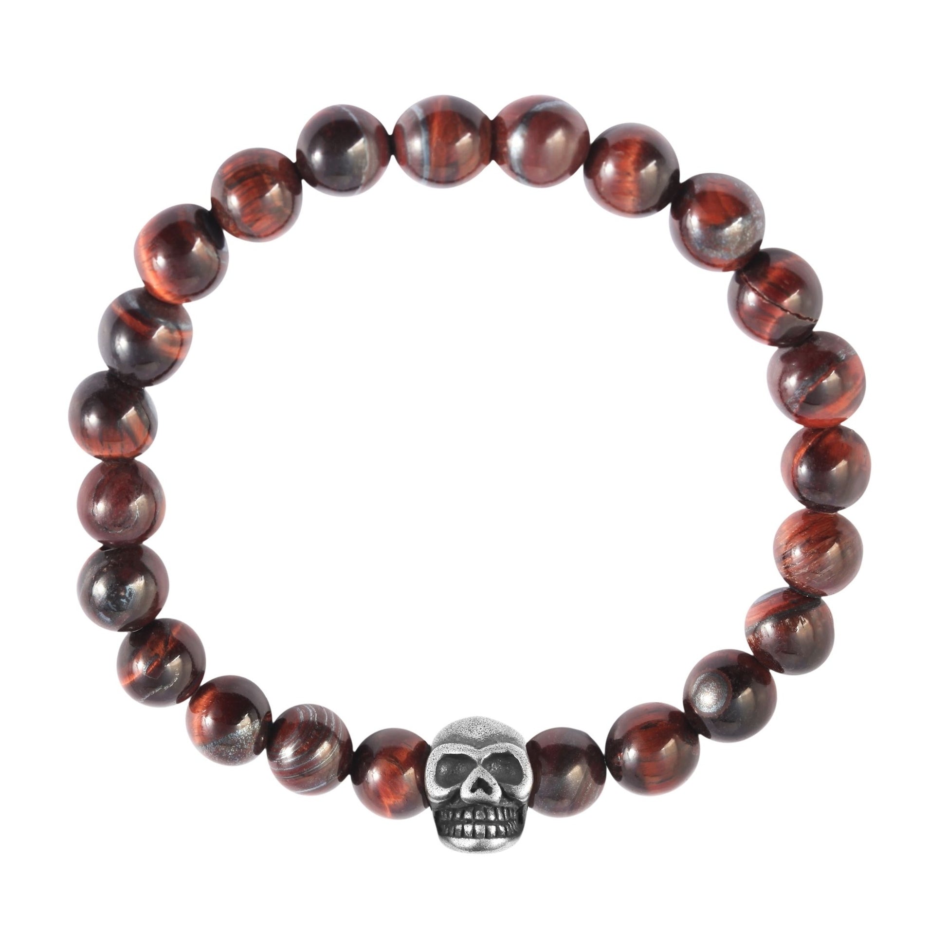 Unisex Anhänger – Totenkopfanhänger aus Edelstahl mit Tigerauge