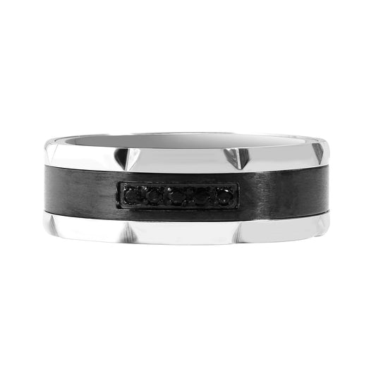 Herren Ring aus Edelstahl mit Strass Steinchen