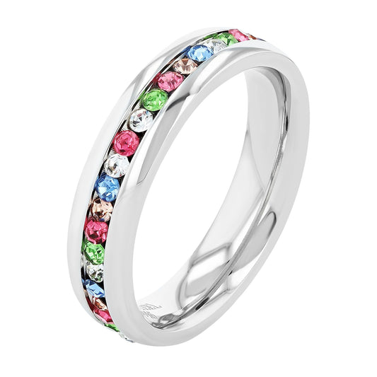 Damen Ring aus Edelstahl mit Strass Steinchen
