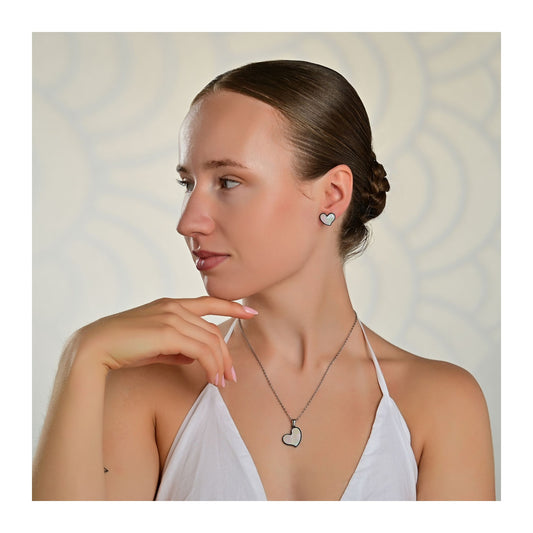 Damen Halskette aus Edelstahl mit Perlmutt 45+5