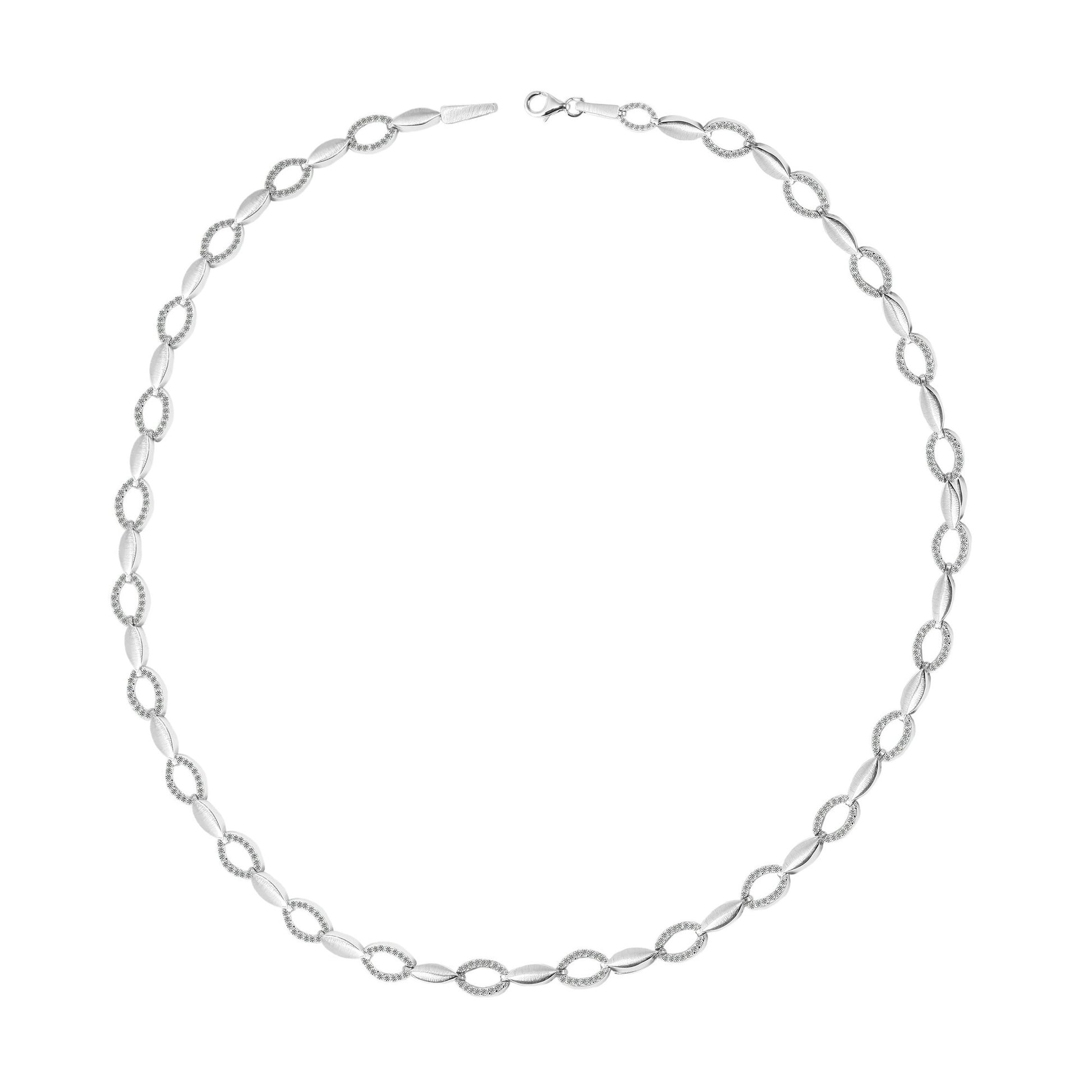 Damen Halskette aus 925 Silber mit Zirkonia 45 cm