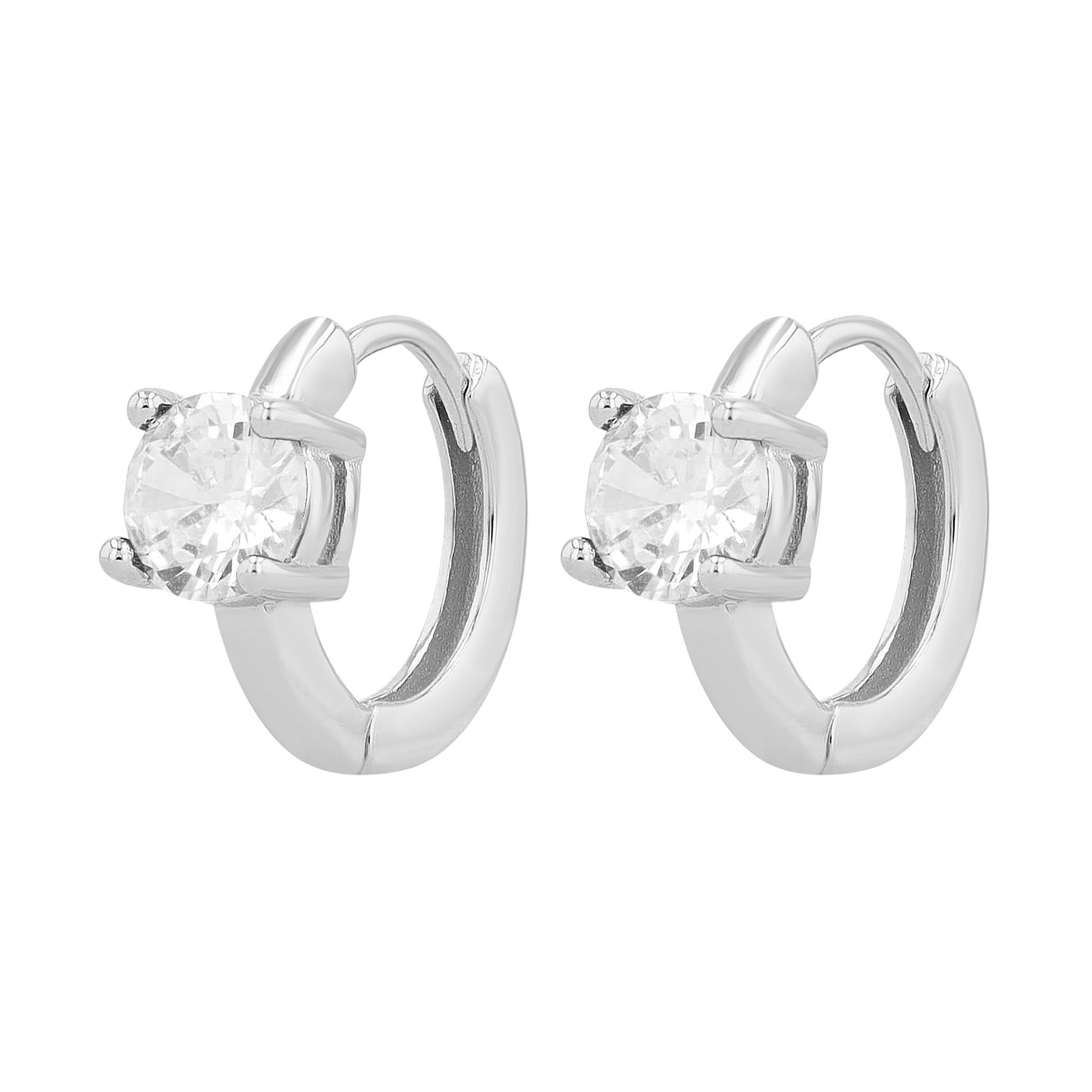 Damen Ohrringe – Klappcreole aus 925 Silber mit Zirkonia