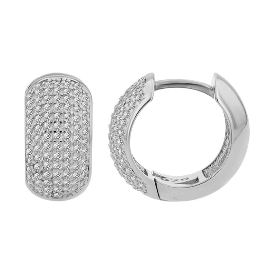 Damen Ohrringe – Klappcreole aus 925 Silber mit Zirkonia
