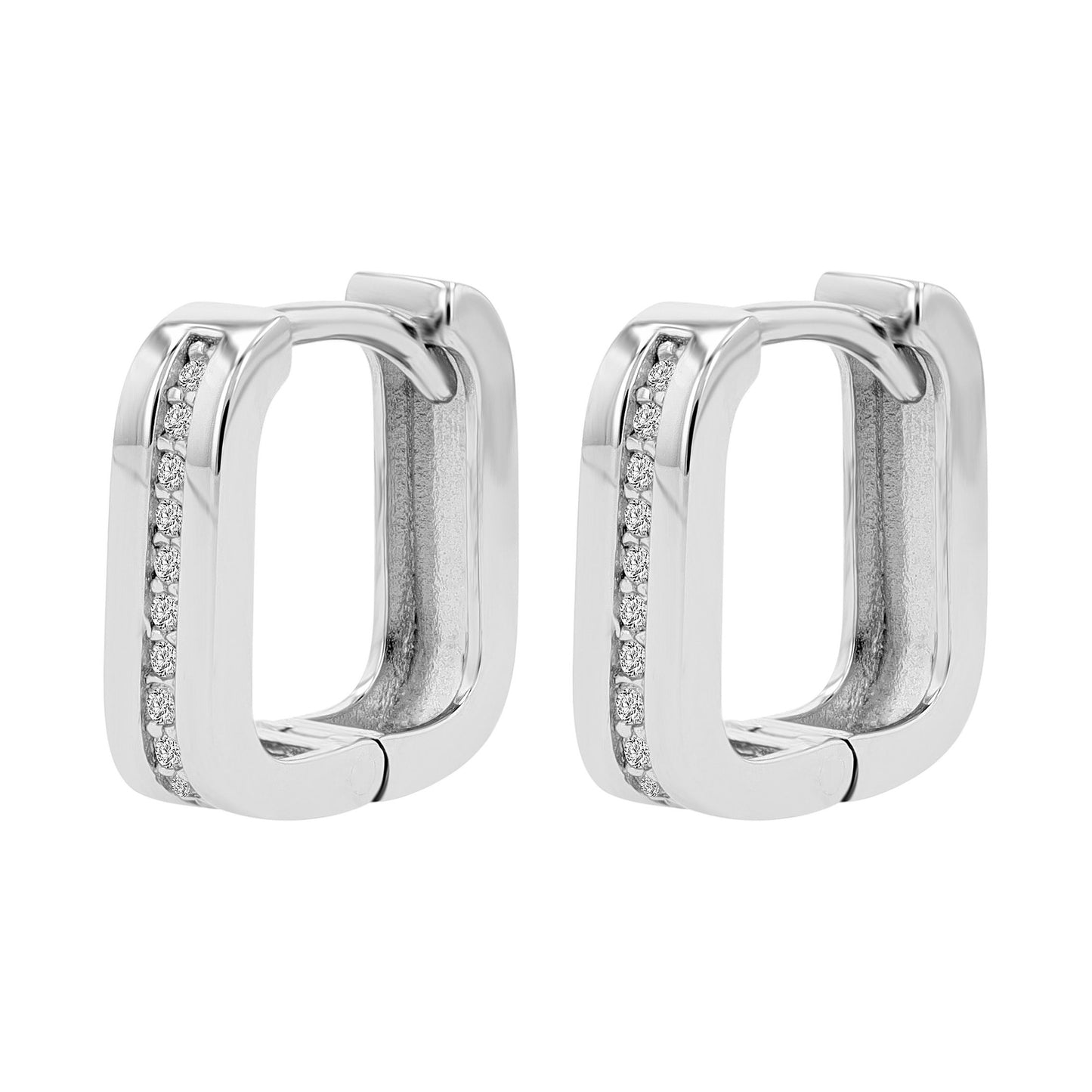 Damen Ohrringe – Klappcreole aus 925 Silber mit Zirkonia