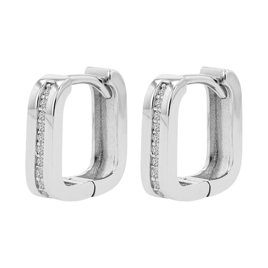 Damen Ohrringe – Klappcreole aus 925 Silber mit Zirkonia