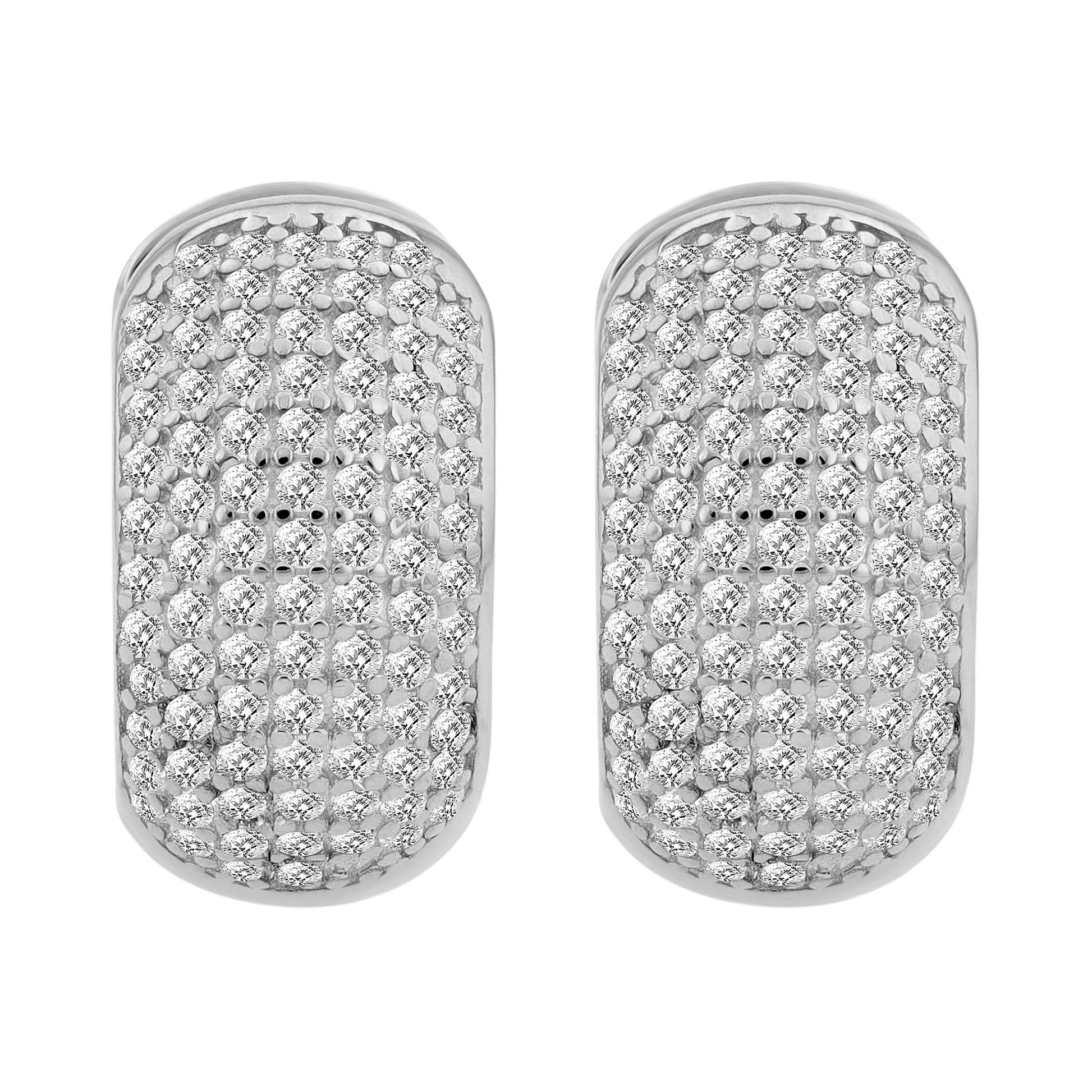Damen Ohrringe – Klappcreole aus 925 Silber mit Zirkonia