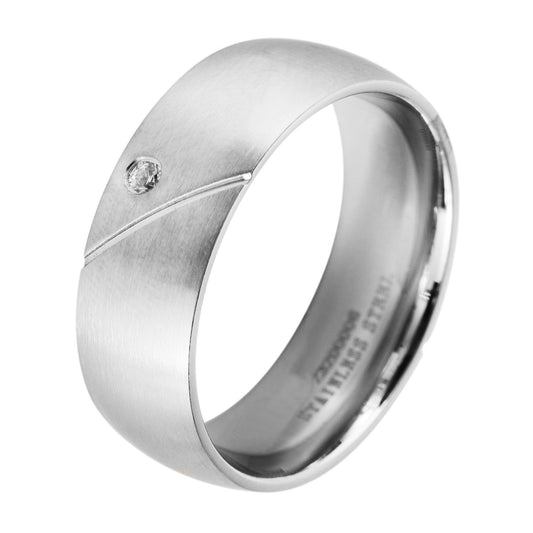 Herren Ring aus Edelstahl mit Strass Steinchen