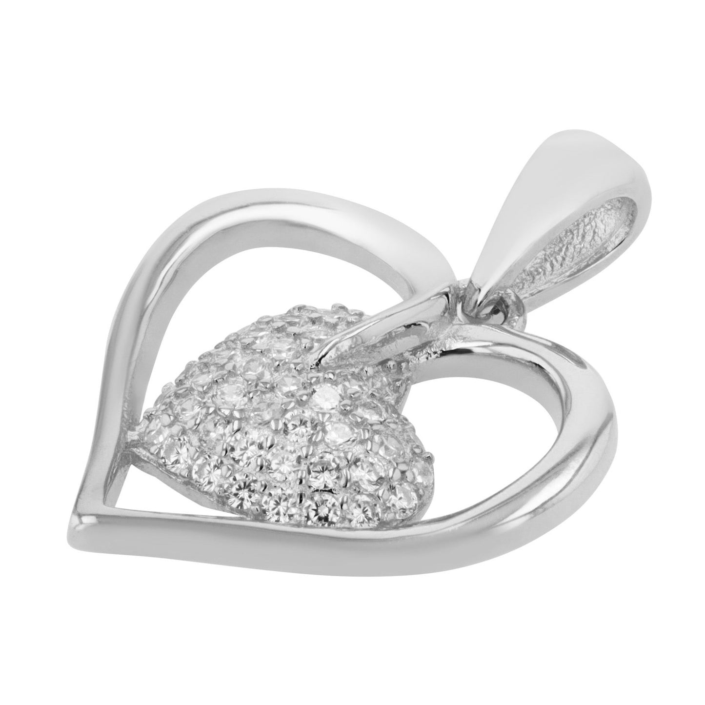 Damen Anhänger – Herz Herzanhänger aus 925 Silber mit Zirkonia