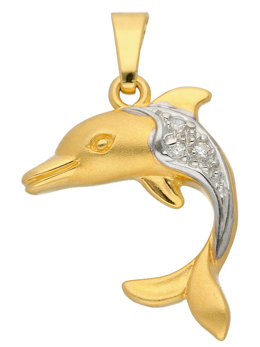 Adelia´s 333 Gold Anhänger Delphin mit Zirkonia