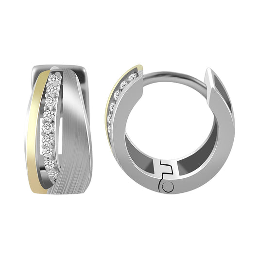 Damen Ohrringe – Klappcreole aus 925 Silber mit Zirkonia