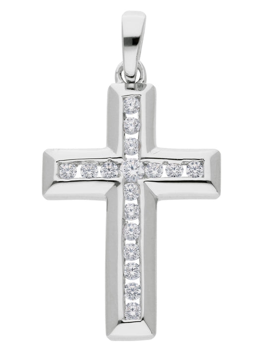 Adelia´s 925 Silber Kreuz Anhänger mit Zirkonia