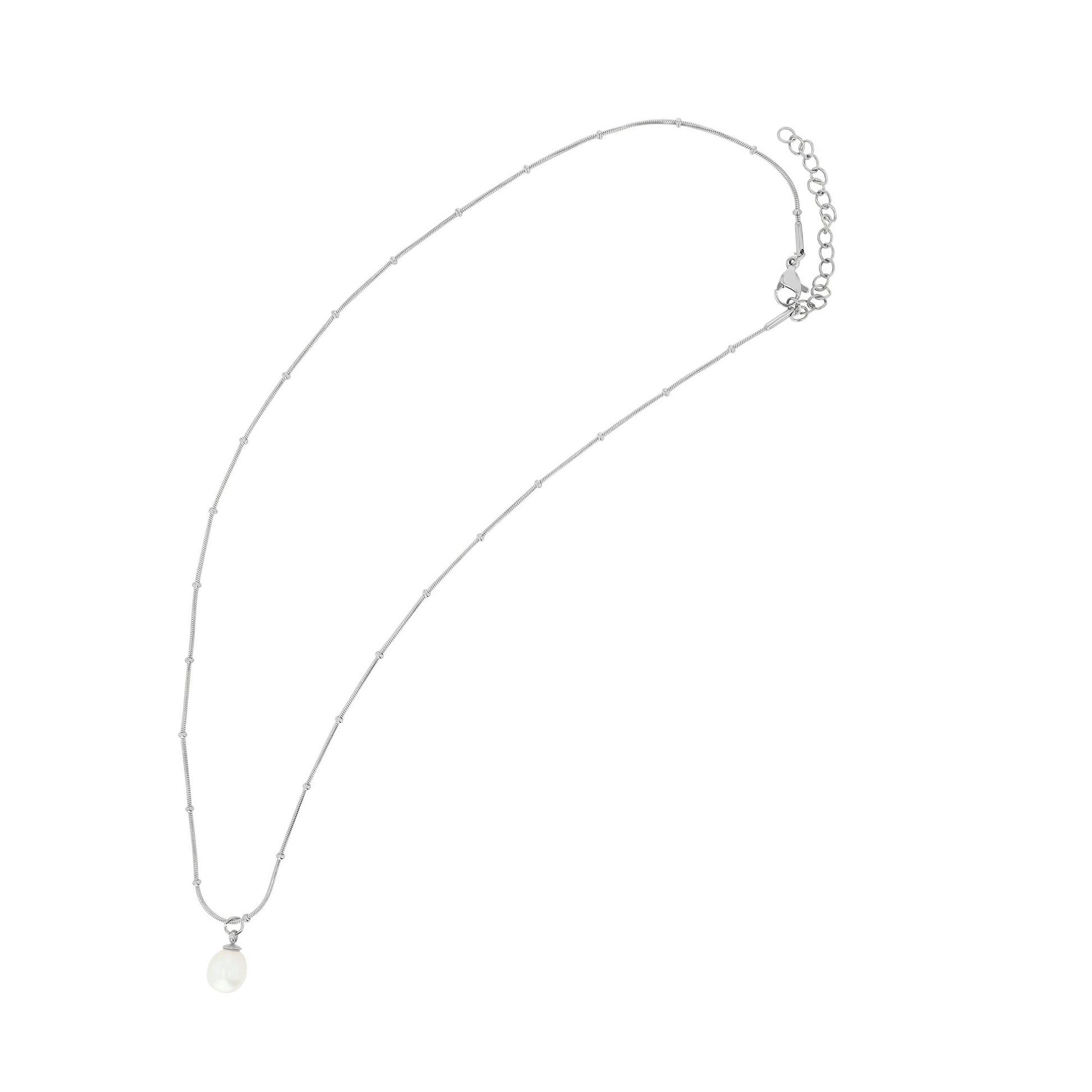 Damen Halskette aus Edelstahl mit Süßwasserperle 45 cm