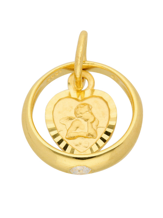 Adelia´s 585 Gold Anhänger Taufring mit Zirkonia Ø 10,4 mm