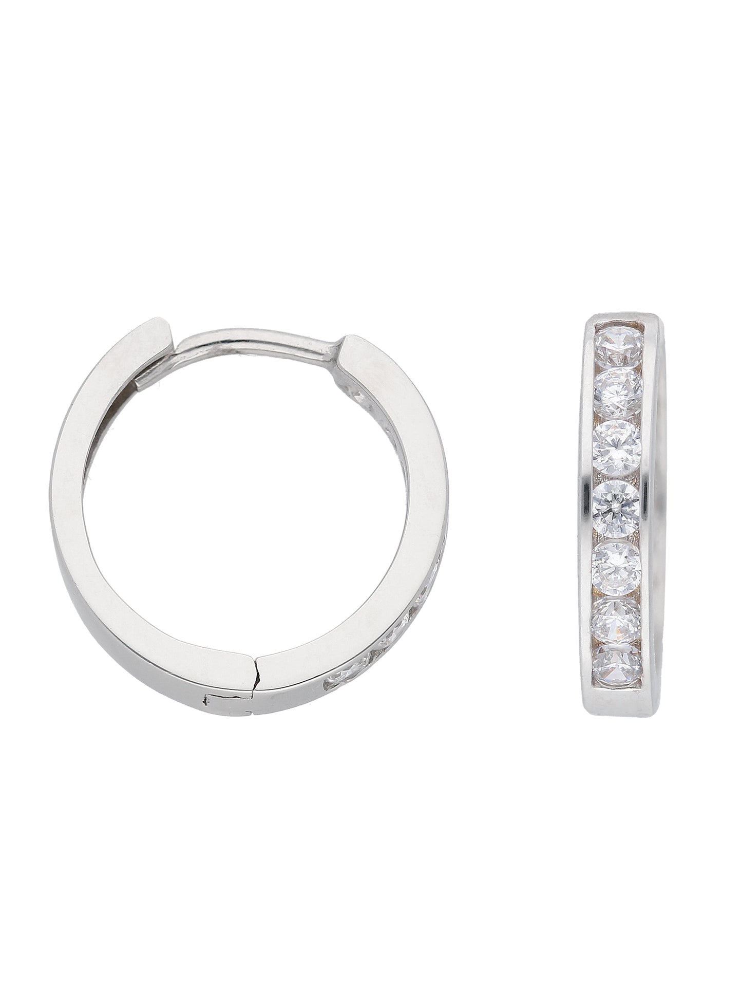 Adelia´s 333 Weißgold Ohrringe   Creolen mit Zirkonia Ø 13,6 mm