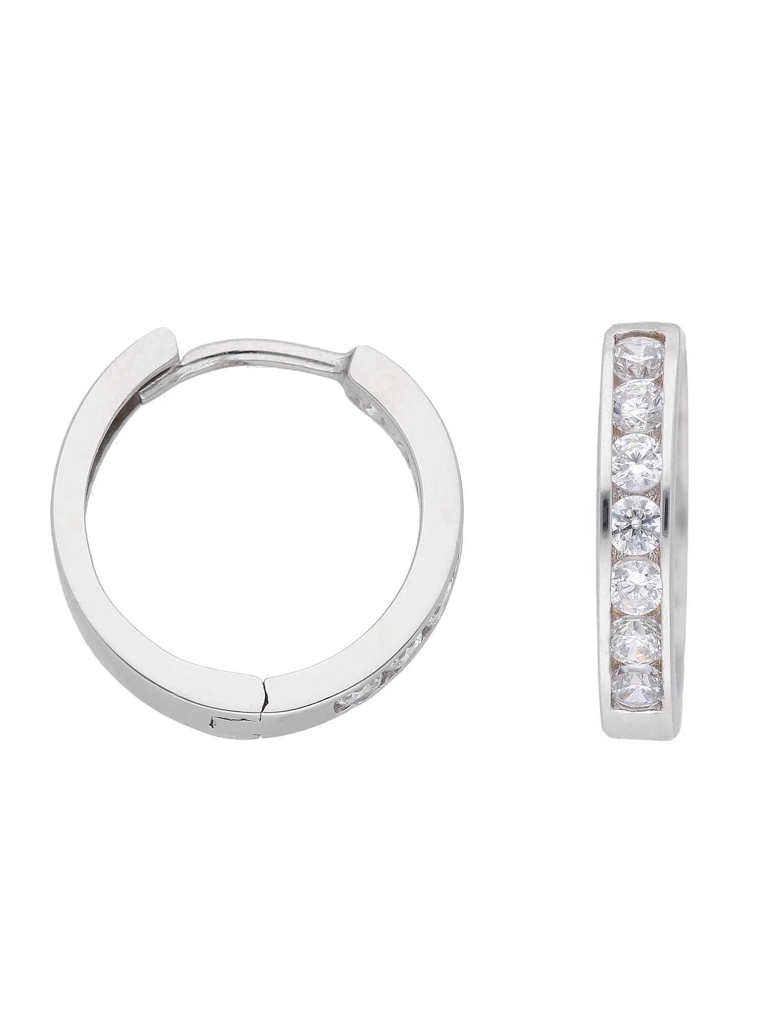 Adelia´s 333 Weißgold Ohrringe   Creolen mit Zirkonia Ø 13,6 mm